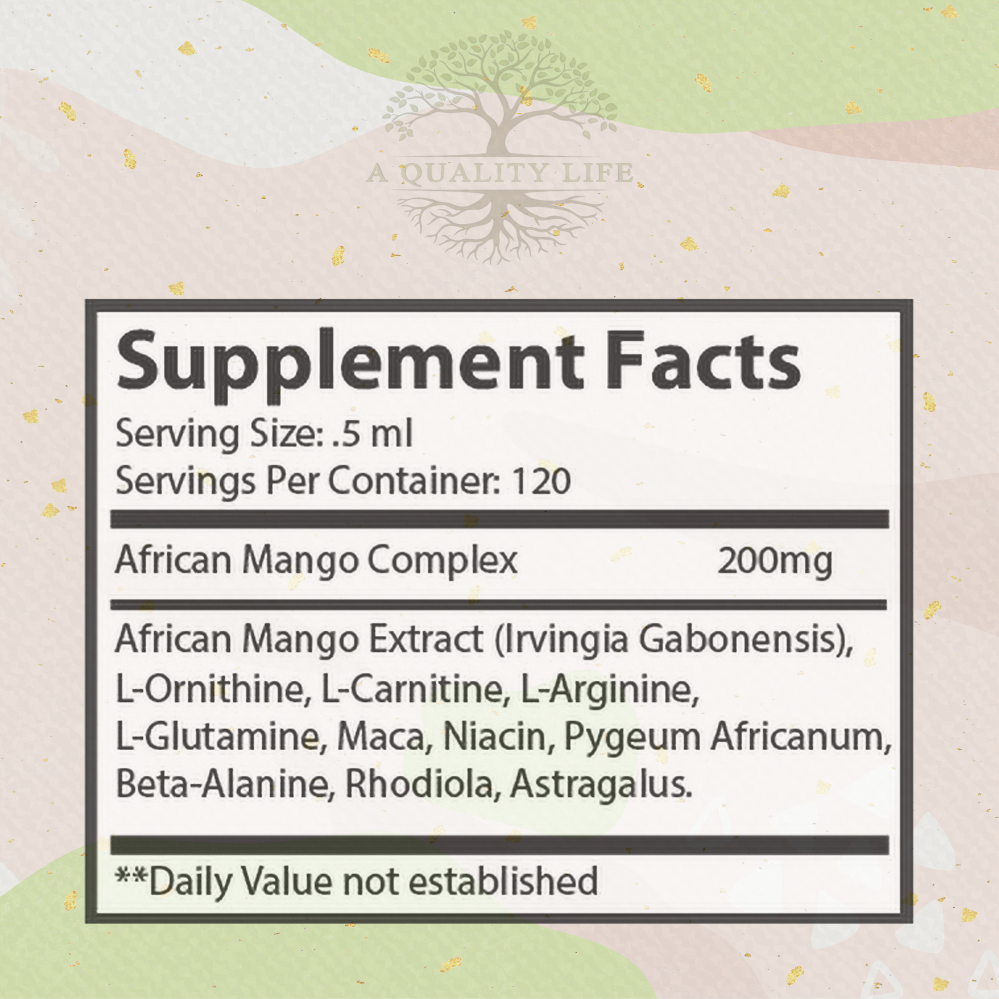 Supplement Facts of Ultra Burn Drops