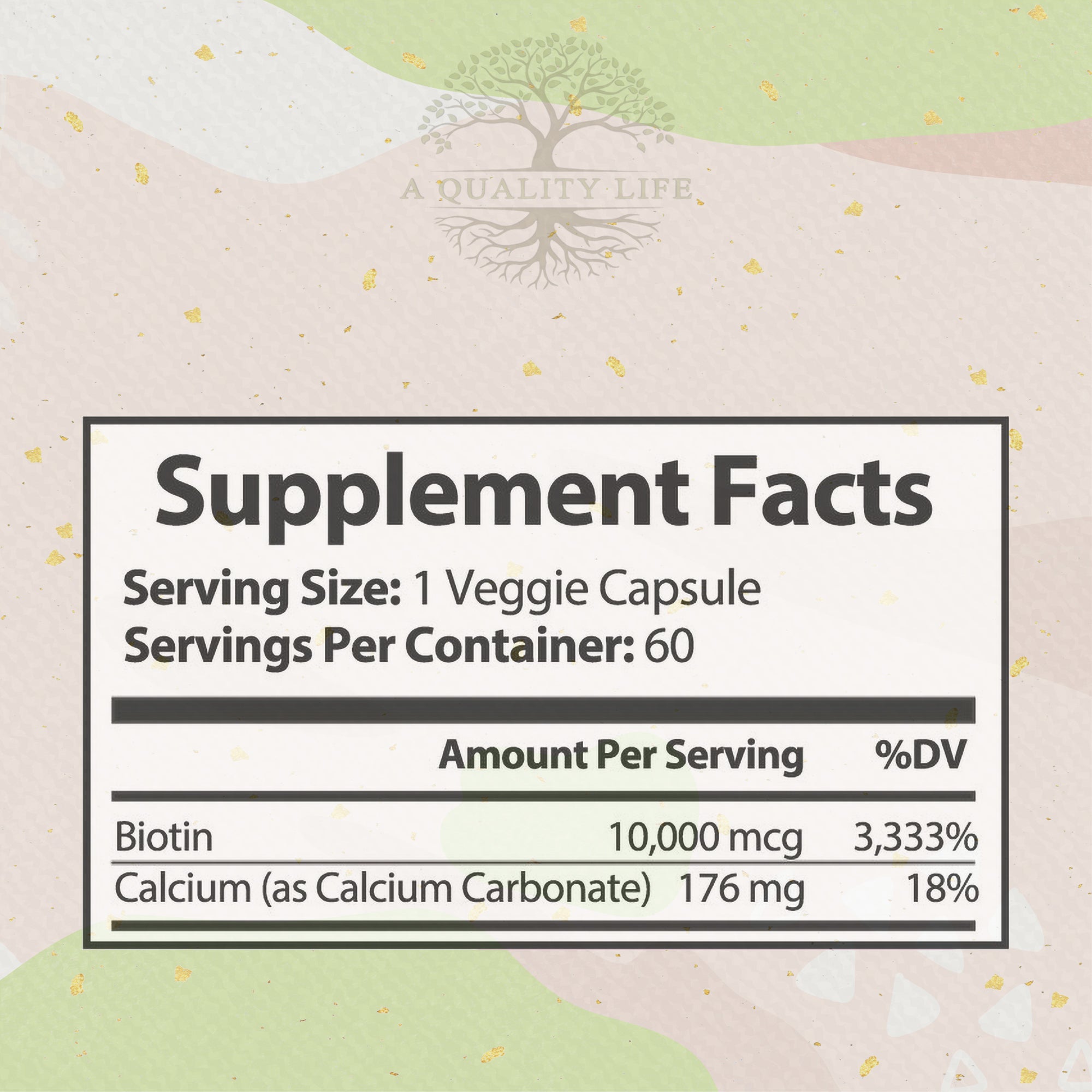Supplement Facts of Biotin Pure
