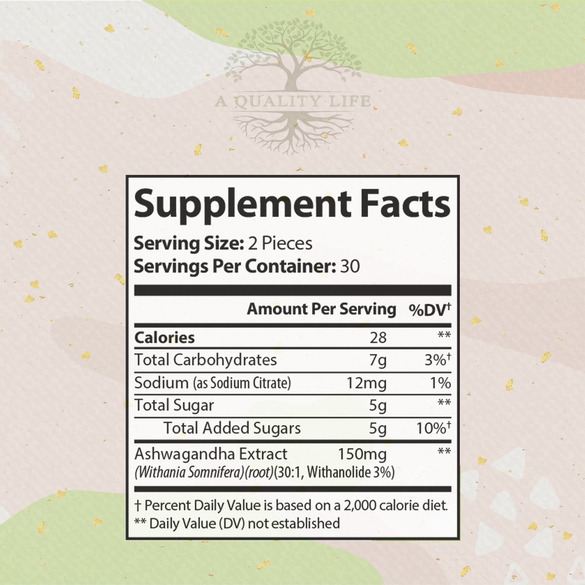 Supplement Facts of Ashwagandha Gummies