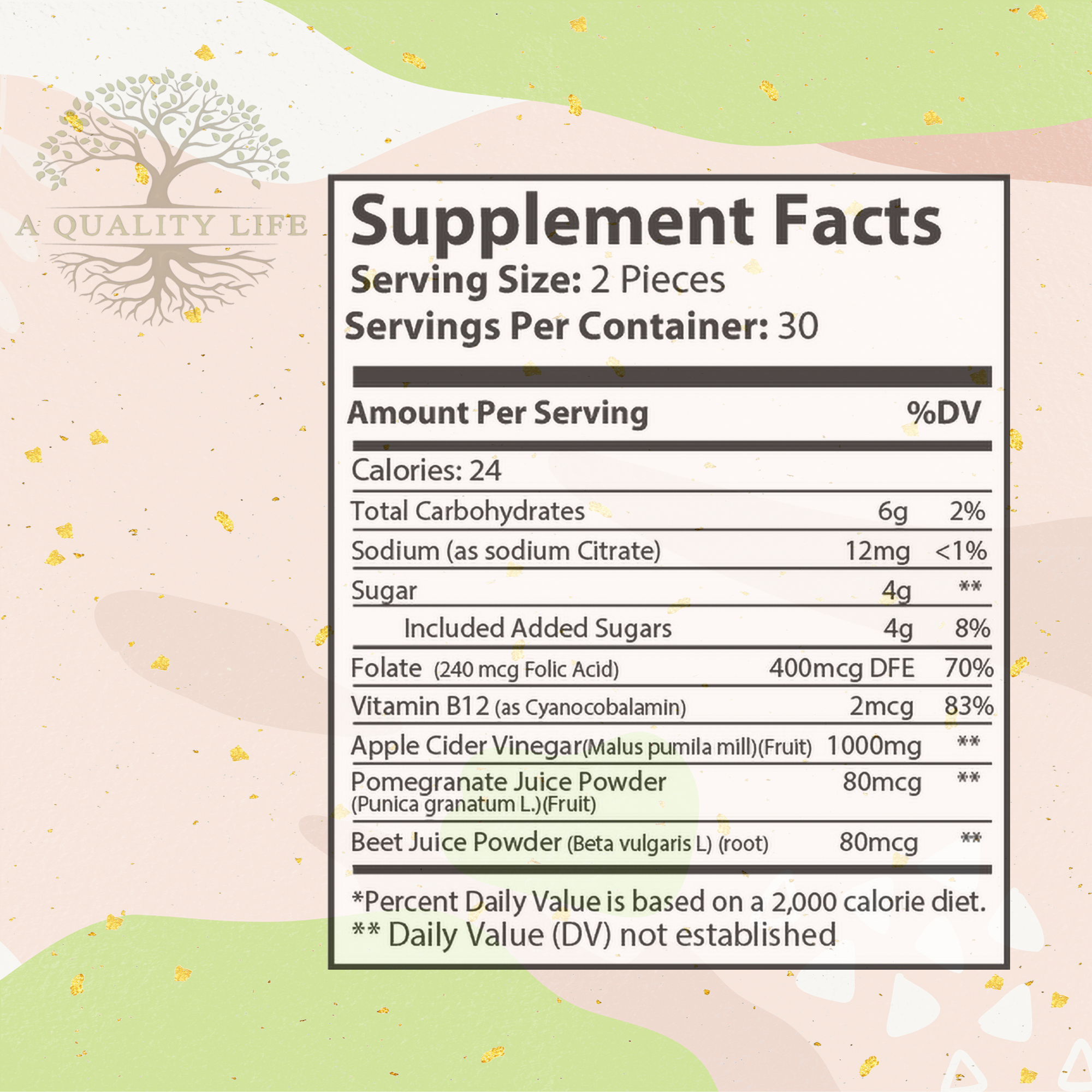 Supplement Facts of Apple Cider Vinegar Gummies